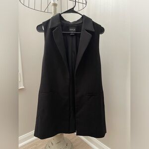 Rachel Zoe Black Sleeveless Lined Collared Open Front Blazer Vest Sz. Medium